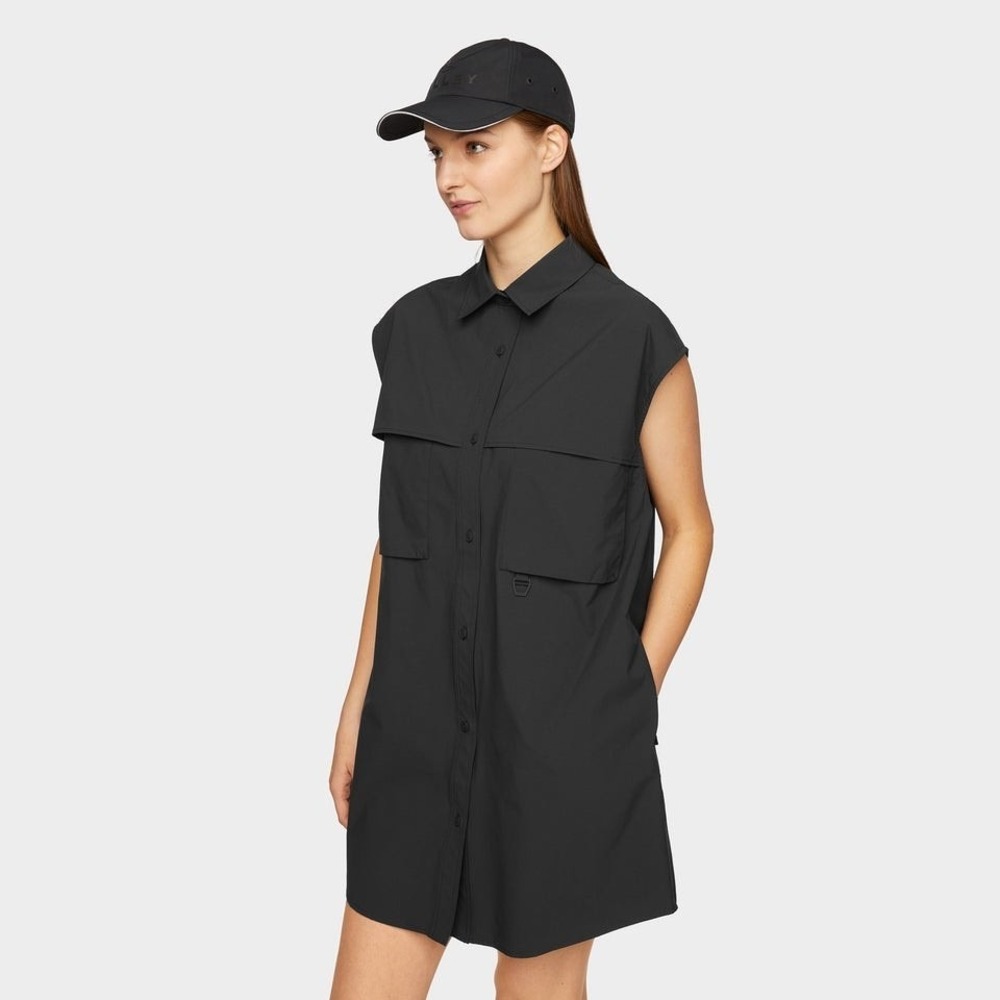 Tilley Womens Tech Shield Dress M Black UPF 50 Water Repellent Travel Utility